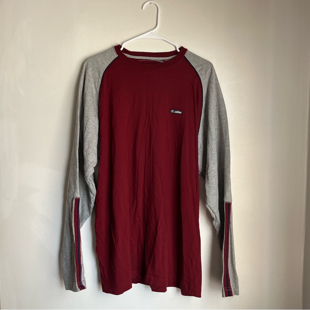 Ferruche Burgundy and Gray Long Sleeve Shirt